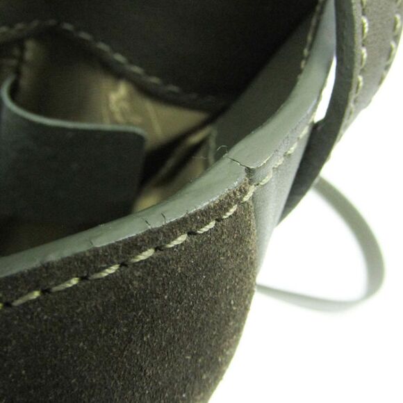 Pre Loved Longchamp Vintage Roseau Crossbody Bag Leather Suede Women Khaki - Picture 8 of 8